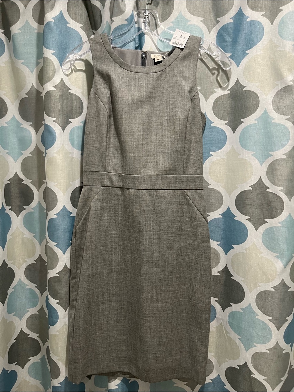 J. Crew Sleeveless Midi Sheath Dress in Gray Suiting Fabric NWT